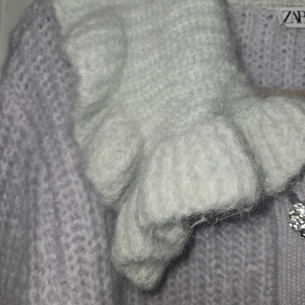 Zara Lavender  Bib Collar Sweater with decor buttons Size XL. EUC - Picture 5 of 11